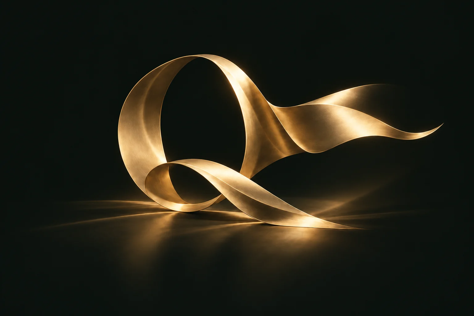 金色缎带形成的抽象字母 Q